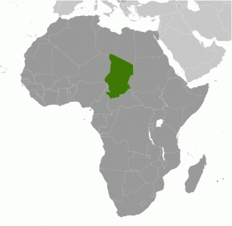 L'emplacement du Tchad en Afrique du Centre-Nord (Carte par Wikimedia Commons)