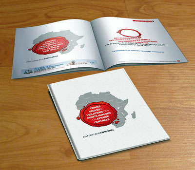 La couverture du fascicule Crimes graves et violations des droits humains en Afrique Centrale. Cliquer sur l'image pour le télécharger.