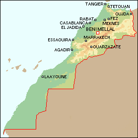 La ville Beni-Mellal au carte de Maroc (Carte de skyrock.com)
