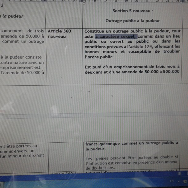 Aperçu du draft de l'article 360 du code pénal en projet en Côte d'Ivoire