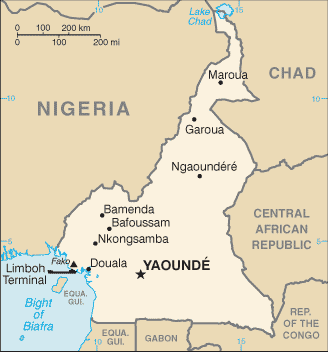 La localisation de la ville de Maroua au Cameroun. (Carte de Wikipedia)