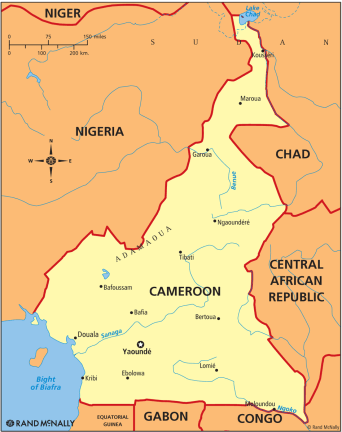 La localisation de la ville d'Ebolowa au Sud Cameroun. (Carte de Wikipedia)