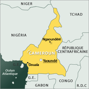 La localisation de Douala au Cameroun.