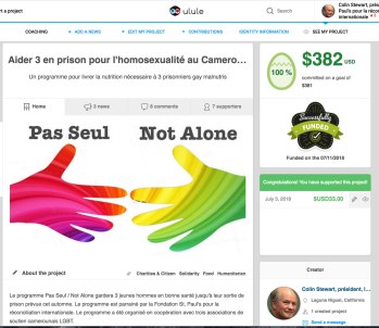 « Successfully Funded » déclare la page Pas Seul / Not Alone sur Ulele.com.
